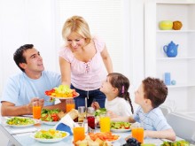 Family enjoys the meal lunch together.